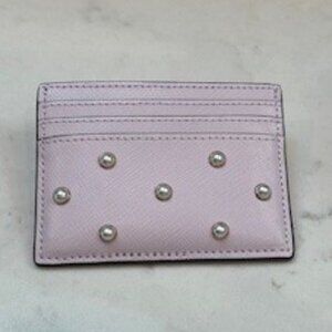 Kate Spade Madison Studded Faux Pearls Small Slim Card Holder, Lilac Moonlight
